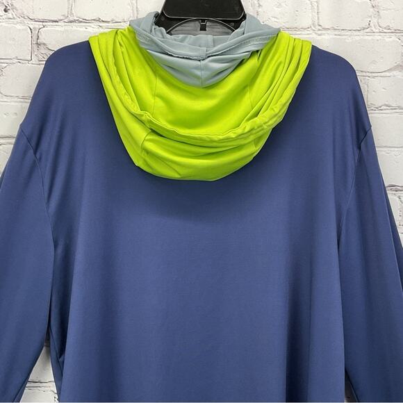 Silver Bait Fishing Hoodie Men's Size L Blue Lime Long Sleeve Boating Beach Pool - Picture 4 of 5